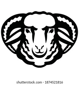 Breeding cattle. head of a sheep. vector sketch on white background
