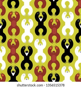Breeds bears pattern seamless. Grizzly and himalayan bear and polar bears. evil isolated cartoon style. Wild predator attacks