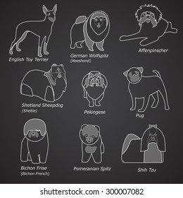 Breeds of dogs in linear style