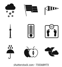 Breeze icons set. Simple set of 9 breeze vector icons for web isolated on white background