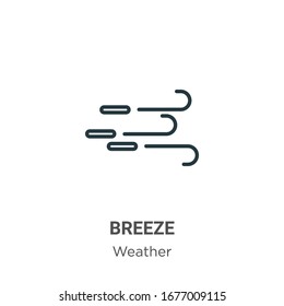 Breeze outline vector icon. Thin line black breeze icon, flat vector simple element illustration from editable weather concept isolated stroke on white background