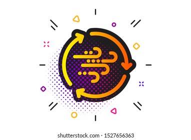 Breeze sign. Halftone circles pattern. Wind energy icon. Ecology power symbol. Classic flat wind energy icon. Vector