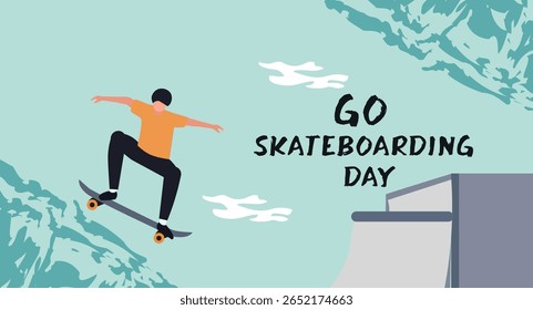  Breezy Go Skateboarding Day Illustration with Skateboarder Jumping