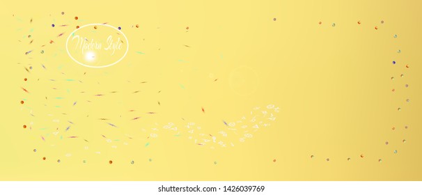Breezy space and signs confetti. Background color. Liquid colorific illustration. A good Ultra Wide background. Colorful cool abstraction. Gold colored.