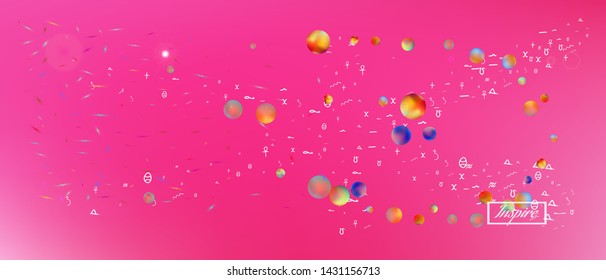 Breezy space and signs confetti. Background light. Liquid colorific illustration. Wonderful colored background space Ultra Wide. Colorful net abstraction. Pink colored main theme.