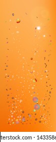 Breezy space and signs confetti. Background texture. Funny colorific illustration. The good Ultra Wide themed background illustration, portrait. Colorful clear abstraction. Orange red theme.