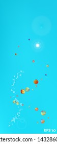 Breezy space and signs confetti. Colorful colorific illustration. Background modern. Wonderful colored, portrait background pattern Ultra Wide. Colorful crisp abstraction. Azure colored theme.