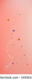 Breezy space and signs confetti. Colorful colorific illustration. Background bright. Colorful great space Ultra Wide background, vertical. Colorful cool abstraction. Coral theme.