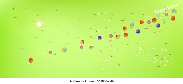 Breezy space and signs confetti. Minimal colorific illustration. Background texture. Abstract Ultra Wide background picture. Colorful net abstraction. Lime main theme.