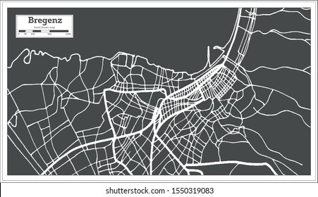 Bregenz Austria City Map in Retro Style. Outline Map. Vector Illustration. 
