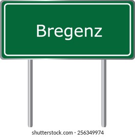 Bregenz, Austria, road sign green vector illustration, road table