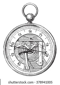 Breguet Barometer, vintage engraved illustration. Magasin Pittoresque 1873.