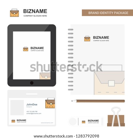 Breifcase Business Logo, Tab App, Diary PVC Employee Card and USB Brand Stationary Package Design Vector Template