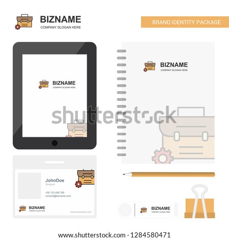 Breifcase  Business Logo, Tab App, Diary PVC Employee Card and USB Brand Stationary Package Design Vector Template