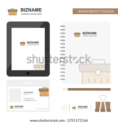 Breifcase  Business Logo, Tab App, Diary PVC Employee Card and USB Brand Stationary Package Design Vector Template