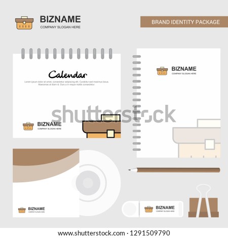 Breifcase  Logo, Calendar Template, CD Cover, Diary and USB Brand Stationary Package Design Vector Template
