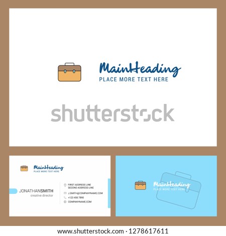 Breifcase Logo design with Tagline & Front and Back Busienss Card Template. Vector Creative Design