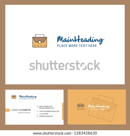 Breifcase Logo design with Tagline & Front and Back Busienss Card Template. Vector Creative Design
