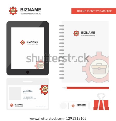 Breifcase setting  Business Logo, Tab App, Diary PVC Employee Card and USB Brand Stationary Package Design Vector Template