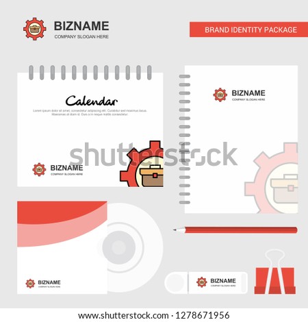 Breifcase setting  Logo, Calendar Template, CD Cover, Diary and USB Brand Stationary Package Design Vector Template