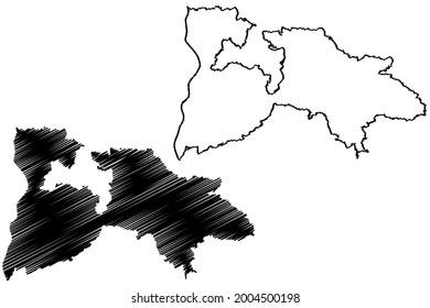 Breisgau-Hochschwarzwald district (Federal Republic of Germany, rural district, Baden-Wurttemberg State) map vector illustration, scribble sketch Breisgau Hochschwarzwald map