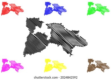 Breisgau-Hochschwarzwald district (Federal Republic of Germany, rural district, Baden-Wurttemberg State) map vector illustration, scribble sketch Breisgau Hochschwarzwald map