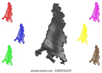 Brejetuba municipality (Espírito Santo state, Municipalities of Brazil, Federative Republic of Brazil) map vector illustration, scribble sketch Brejetuba map