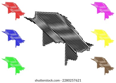 Brejo Santo municipality (Ceará state, Municipalities of Brazil, Federative Republic of Brazil) map vector illustration, scribble sketch Brejo Santo map