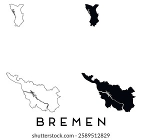 Bremen city map Germany vector black border