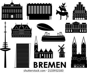 Bremen City Skyline Silhouette Vektor