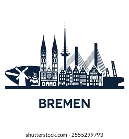 Bremen City Skyline Vector Illustration. Modern Silhouette of Bremen, Germany