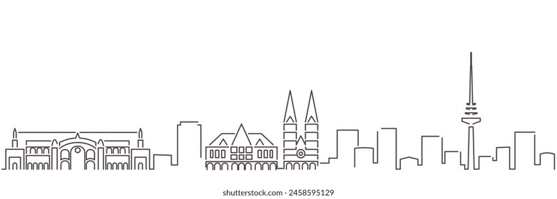 Bremen Dark Line Einfache minimalistische Skyline mit weißem Hintergrund