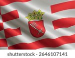 Bremen flag waving in the wind, realistic detailed silk texture. State of Germany