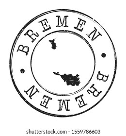 Bremen Germany Map Postmark. Silhouette Postal Passport. Stamp Round Vector Icon. Vintage Postage Design.