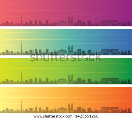 Bremen Multiple Color Gradient Skyline Banner