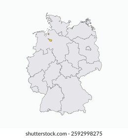 Bremen Region highlighted on Germany map