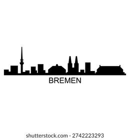 Bremen skyline illustrated in vector on white background