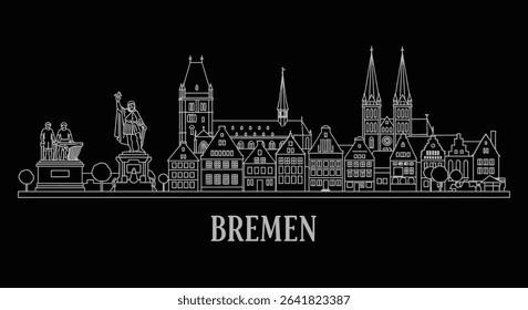 Bremen Skyline Outline with Germany Minimalist Style.