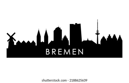 Bremen skyline silhouette. Black Bremen city design isolated on white background. 