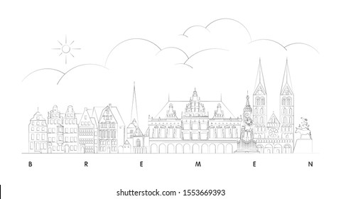 Bremen skyline vector illustration and typography design, Germany
