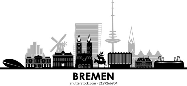 BREMEN Weser Deutschland City Skyline Vector
