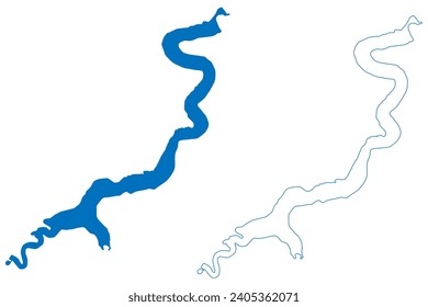 Brenets Lake (French Republic, France, Swiss Confederation, Switzerland) map vector illustration, scribble sketch Lac des Brenets or Chaillexon map