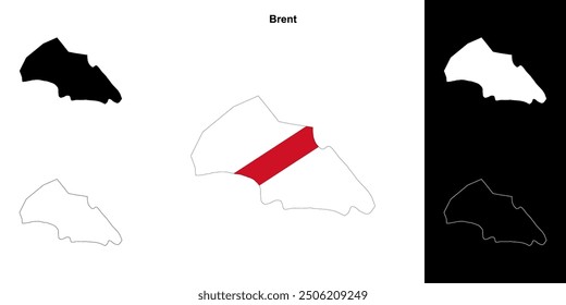 Conjunto de mapa de contorno en blanco Brent