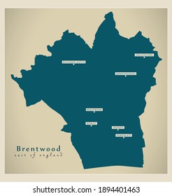 Brentwood district map - England UK