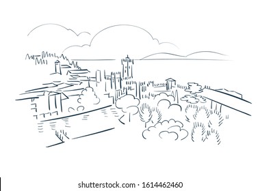 Brescia Italy Europe vector sketch city illustration line art