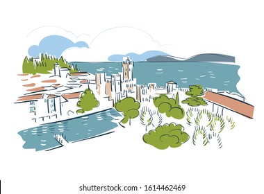 Brescia Italy Europe vector sketch city illustration line art
