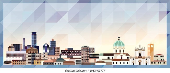 Brescia skyline vector colorful poster on beautiful triangular texture background