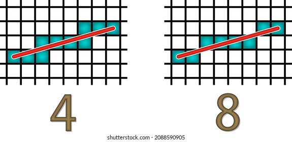 Bresenham's line algorithm. 4 and 8 connected representations of the segment.