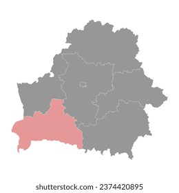 Brest region map, administrative division of Belarus.