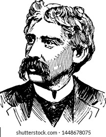 Bret Harte, Vintage Engraved Illustration